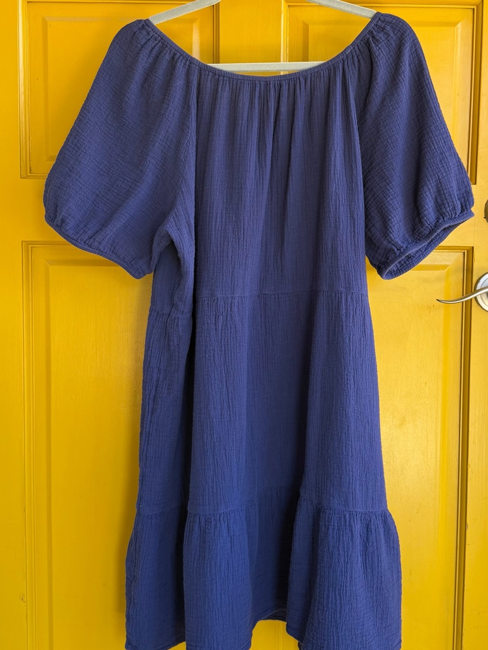 BeachLunchLounge Navy Cotton Gauze Tiered Mini Dress | Size XL - Picture 4 of 7